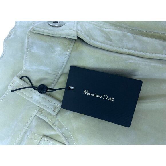 Massimo Dutti Womens Trousers Pants EU 40 US 8 Flocked Velvet Beige 5035/936 NWT - Picture 5 of 10